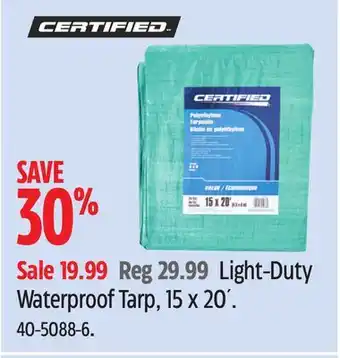 Canadian Tire Certified Light-Duty Waterproof Tarp, 15 x 20´ offer