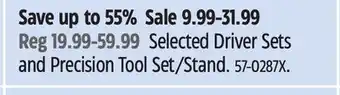 Canadian Tire Selected Driver Sets and Precision Tool Set/Stand offer