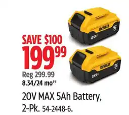 Canadian Tire Dewalt 20V MAX 5Ah Battery, 2-Pk offer