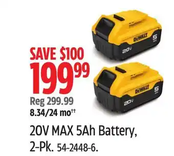 Canadian Tire Dewalt 20V MAX 5Ah Battery, 2-Pk offer