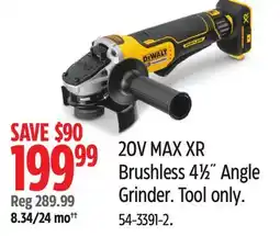Canadian Tire DEWALT 20V MAX XR Brushless 41⁄2˝ Angle Grinder offer