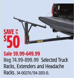 Canadian Tire CargoMaster Selected Truck Racks, Extenders and Headache Racks offer