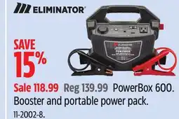 Canadian Tire ELIMINATOR PowerBox 600. Booster and portable power pack offer