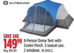 Canadian Tire Outbound 8-Person Dome Tent with Screen Porch offer