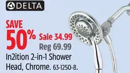 Canadian Tire Delta In2ition 2-in-1 Shower Head, Chrome offer