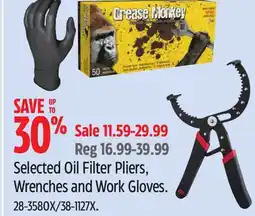 Canadian Tire Motomaster Selected Oil Filter Pliers, Wrenches and Work Gloves offer