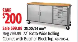 Canadian Tire 72˝ Extra-Wide Rolling Cabinet with Butcher-Block Top offer