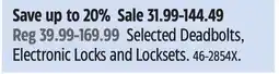 Canadian Tire Selected Deadbolts offer