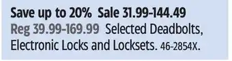 Canadian Tire Selected Deadbolts offer