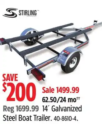 Canadian Tire Stirling 14´ Galvanized Steel Boat Trailer offer