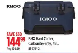 Canadian Tire Igloo BMX Hard Cooler, Carbonite/Grey, 49L offer