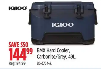 Canadian Tire Igloo BMX Hard Cooler, Carbonite/Grey, 49L offer