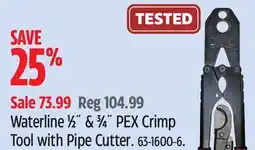 Canadian Tire Dependable Waterline 1/2 & 3/4 PEX Crimp Tool with Pipe Cutter offer