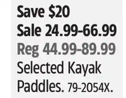 Canadian Tire Selected Kayak Paddles offer