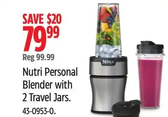 Canadian Tire Ninja Nutri Personal Blender with 2 Travel Jars offer
