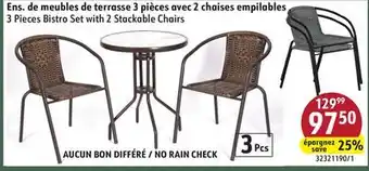 Sushi Shop 3 Pieces Bistro Set with 2 Stackable Chairs offer
