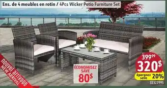 Sushi Shop 4Pcs Wicker Patio Furniture Set offer