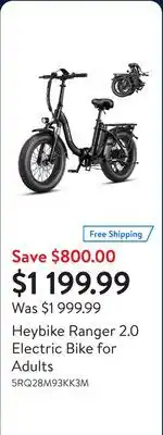 Walmart Heybike Ranger 2.0 Electric Bike for Adults offer