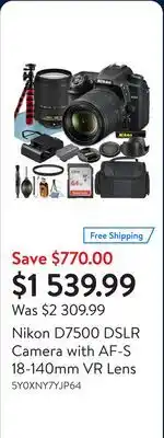 Walmart Nikon D7500 DSLR Camera with AF-S 18-140mm VR Lens offer