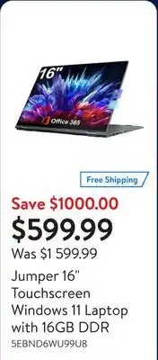 Walmart Jumper 16 Touchscreen Windows 11 Laptop with 16GB DDR offer