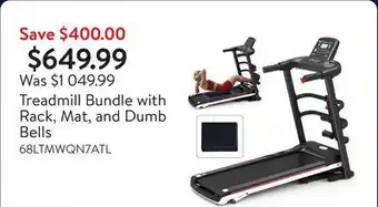 Walmart Treadmill Bundle with Rack, Mat, and Dumb Bells offer