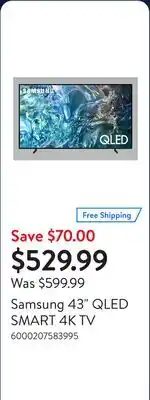Walmart Samsung 43 QLED SMART 4K TV offer