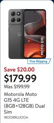 Walmart Motorola Moto G15 4G LTE (8GB+128GB) Dual Sim offer