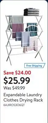 Walmart Expandable Laundry Clothes Drying Rack offer