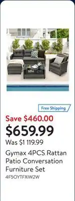 Walmart Gymax 4PCS Rattan Patio Conversation Furniture Set offer