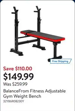 Walmart BalanceFrom Fitness Adjustable Gym Weight Bench offer