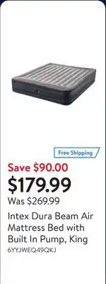 Walmart Intex Dura Beam Air Mattress Bed with Built In Pump, King offer