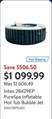 Walmart Intex 28429EP PureSpa Inflatable Hot Tub Bubble Jet offer
