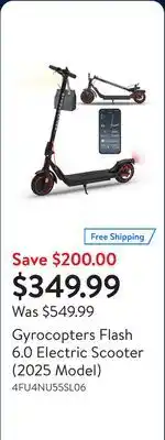 Walmart Gyrocopters Flash 6.0 Electric Scooter (2025 Model) offer