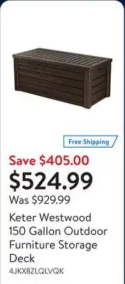Walmart Keter Westwood 150 Gallon Outdoor Furniture Storage Deck offer