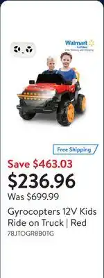Walmart Gyrocopters 12V Kids Ride on Truck | Red offer