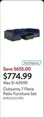 Walmart Outsunny 7 Piece Patio Furniture Set offer