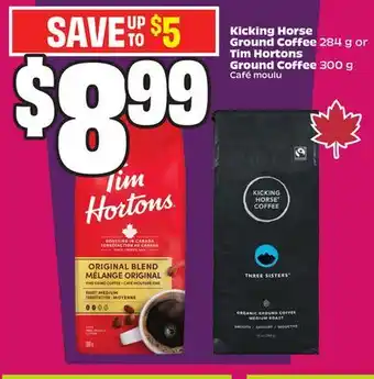 Chalo FreshCo Kicking Horse Ground Coffee 284 g or Tim Hortons Ground Coffee 300 g offer