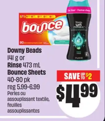 Chalo FreshCo Downy Beads 141 g or Rinse 473 mL Bounce Sheets 40-80 pk offer