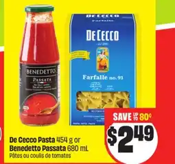Chalo FreshCo De Cecco Pasta 454 g or Benedetto Passata 680 mL offer