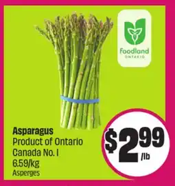 Chalo FreshCo Asparagus Product of Ontario Canada No. 1 6.59/kg offer