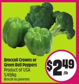 Chalo FreshCo Broccoli Crowns or Green Bell Peppers Product of USA 5.49/kg offer