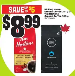 FreshCo Kicking Horse Ground Coffee 284 g or Tim Hortons Ground Coffee 300 g offer