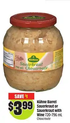 FreshCo Kuhne Barrel Sauerkraut or Sauerkraut with Wine 720-796 mL offer