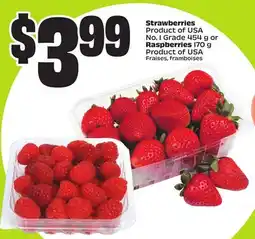 FreshCo Strawberries Product of USA No. 1 Grade 454 g Raspberries 170 g Product of USA offer