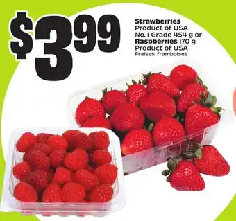 FreshCo Strawberries Product of USA No. 1 Grade 454 g Raspberries 170 g Product of USA offer
