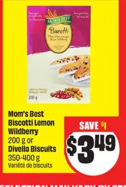 FreshCo Mom's Best Biscotti Lemon Wildberry 200 g or Divella Biscuits 350-400 g offer