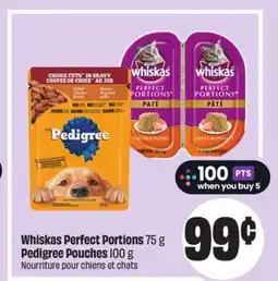 FreshCo Whiskas Perfect Portions 75g Pedigree Pouches 100g offer