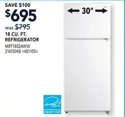 RONA 18 CU. FT. REFRIGERATOR offer