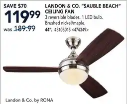 RONA LANDON & CO. SAUBLE BEACH CEILING FAN offer