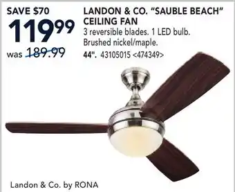 RONA LANDON & CO. SAUBLE BEACH CEILING FAN offer